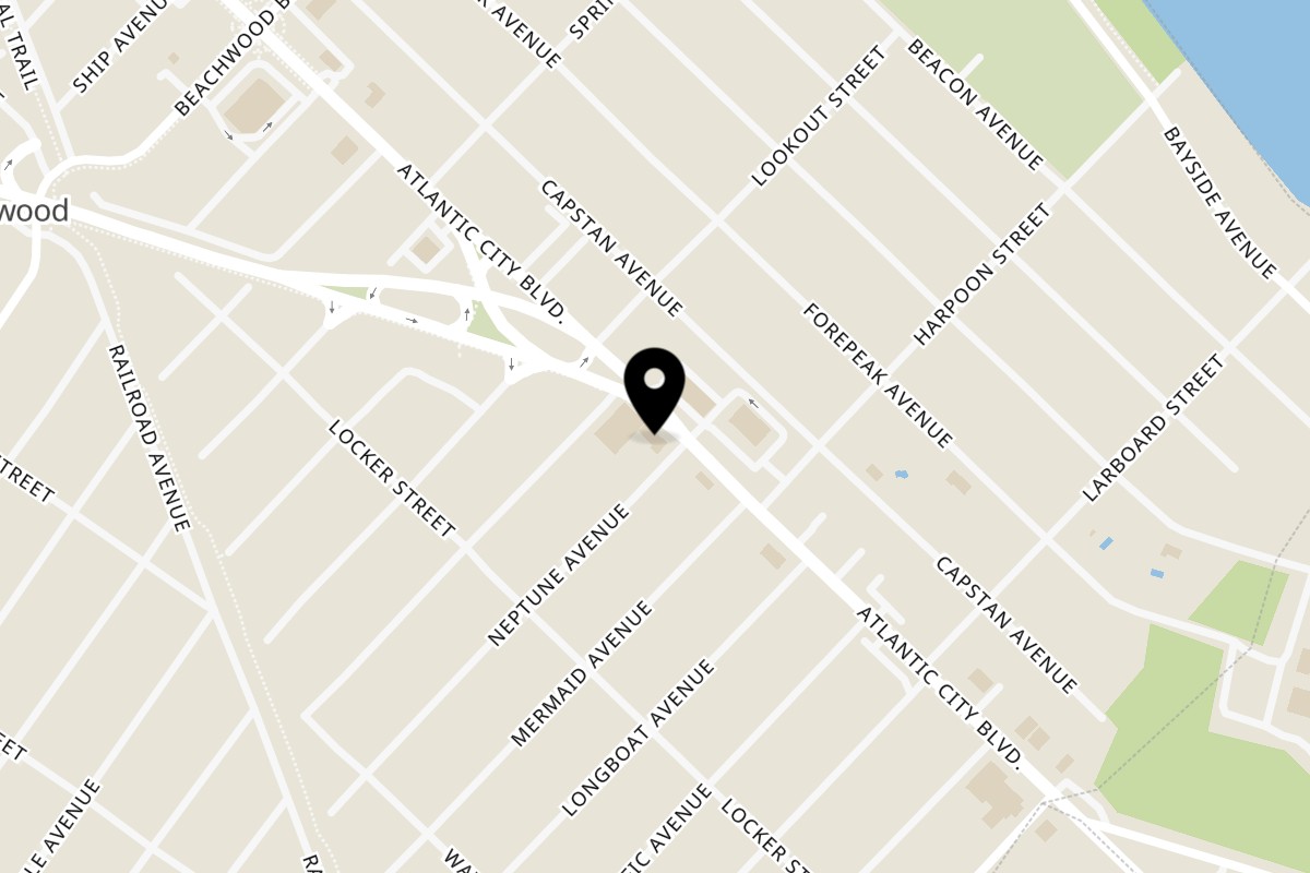 Map showing the location of Capri Pizza on 528 Atlantic City Blvd in Beachwood
